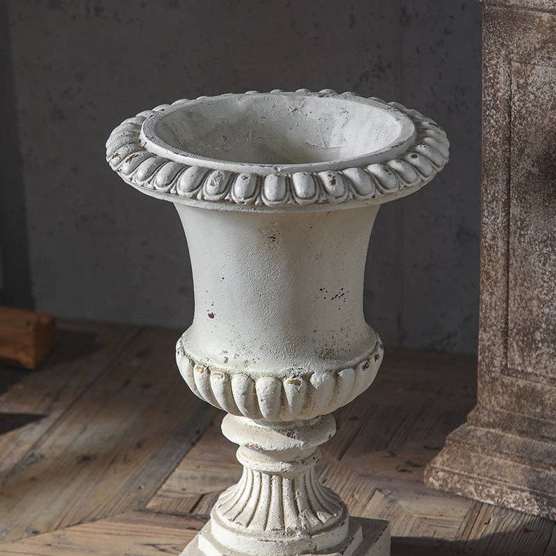 The White Pedestal Urn Planter