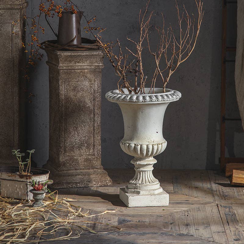 The White Pedestal Urn Planter